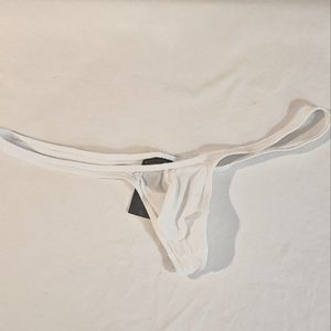 White Muscleskins Men's Thong Sheer Swimsuit -Large